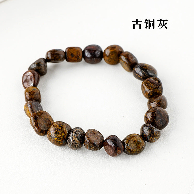 Simple Round Natural Stone Crystal Beaded Bracelet for Women