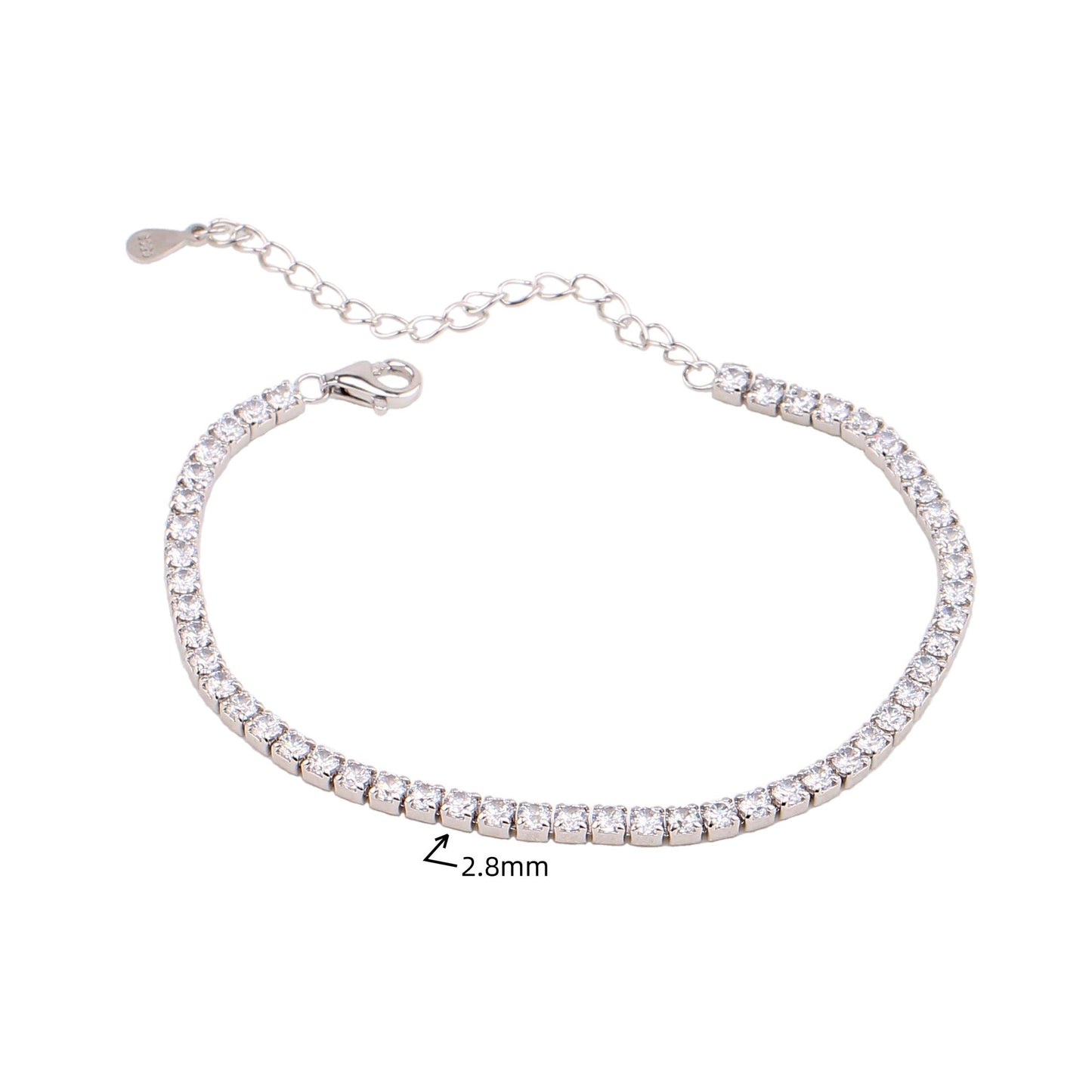 Elegant S925 Sterling Silver Zircon Tennis Bracelet - Luxury European Design