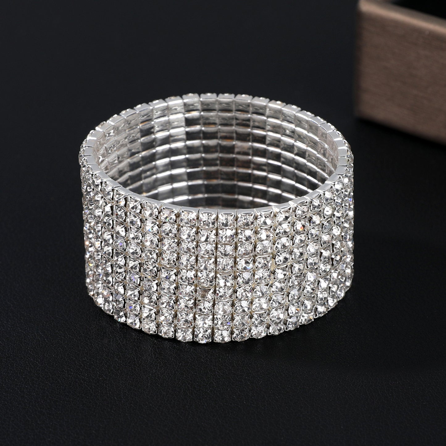 Korean Version Of Jewelry Wholesale Full Diamond Single Row Elastic Bracelet Shiny Bracelet