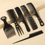 Simple Solid Color Plastic Hair Comb 6-Piece Set - Black Hairdressing and Makeup Combs