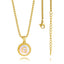 Stainless Steel Inlay Shell Pendant Necklace with 18k Gold Plated Round Floral Design and Alphabet Charm