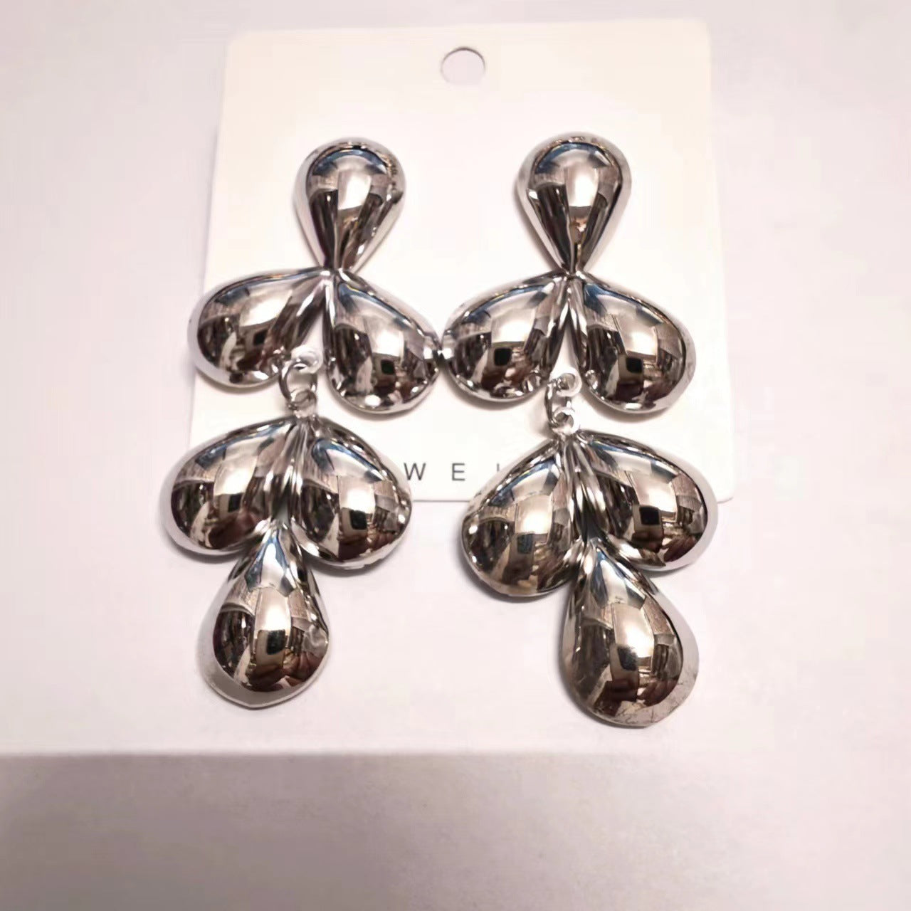 Simple Color Block Plating Iron Stud Earrings - Retro 3D Design