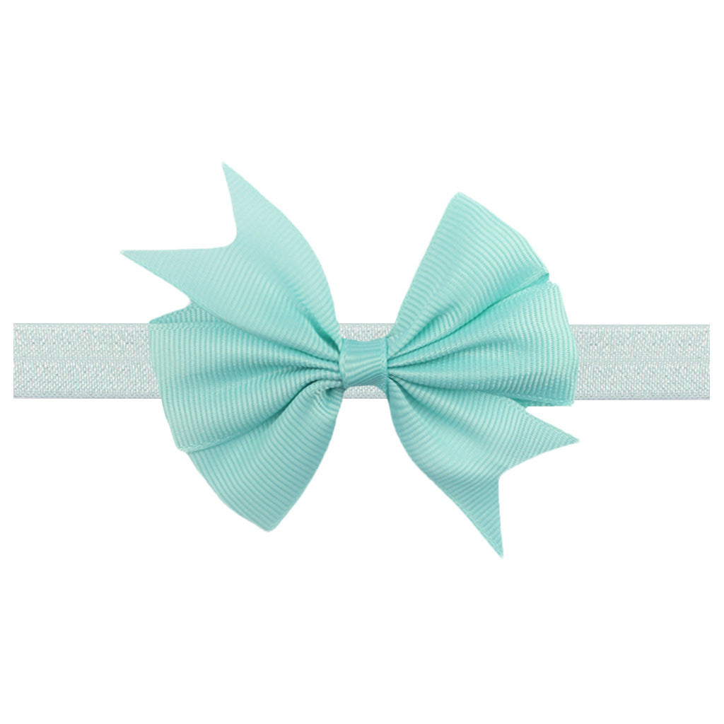 Solid Color Floral Baby Bow Headband with V-Shaped Ribbon - 21 Colors Available