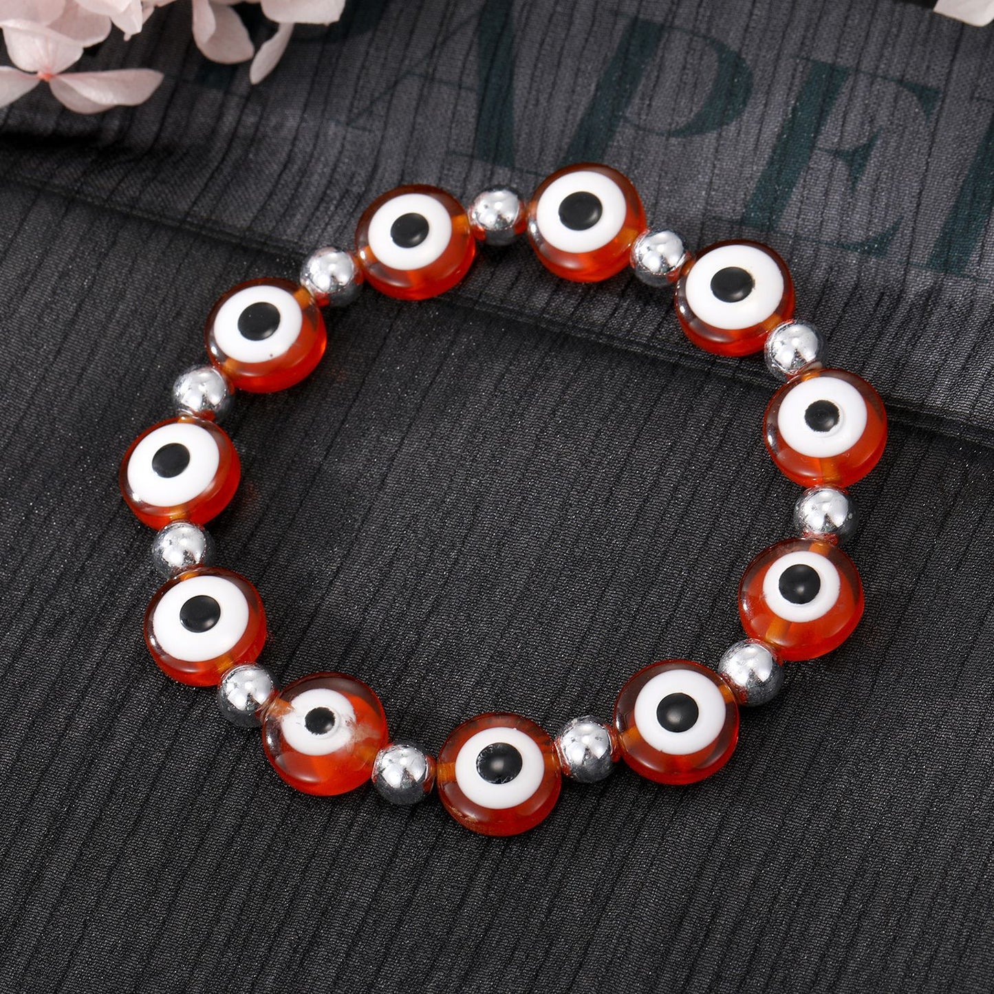 Fashion Devil's Eye Resin Beaded Bracelet - Retro Translucent Blue Eye Design