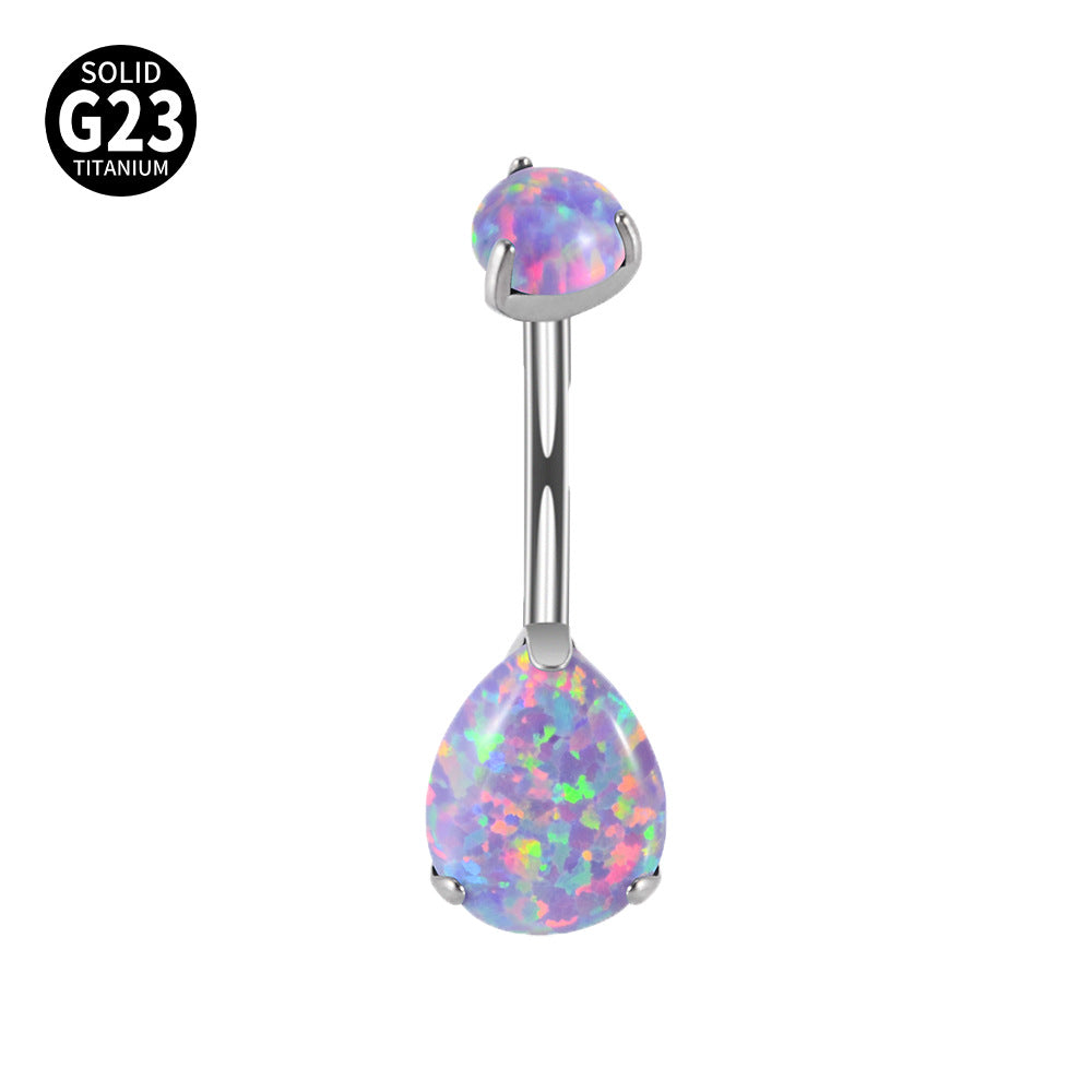 1 Piece Belly Rings Fashion Water Droplets G23 Titanium Synthetic Opal Zircon Inlay Synthetic Opal Zircon