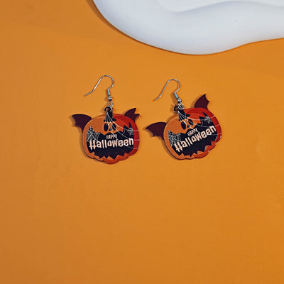 1 Pair Hip-Hop Retro Color Block Ghost Pumpkin Acrylic Drop Earrings