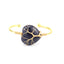 Fashion U Shape Crystal Plating Bangle with Gold Wire Wrapped Amethyst Tree of Life Design Bracelet