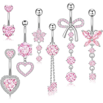 1 Piece Belly Rings Simple Style Heart Shape Butterfly 316 Stainless Steel  Inlay Zircon Belly Rings