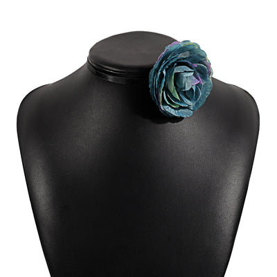 IG Style Sweet Flower Rose Choker Necklace with Bow Tie