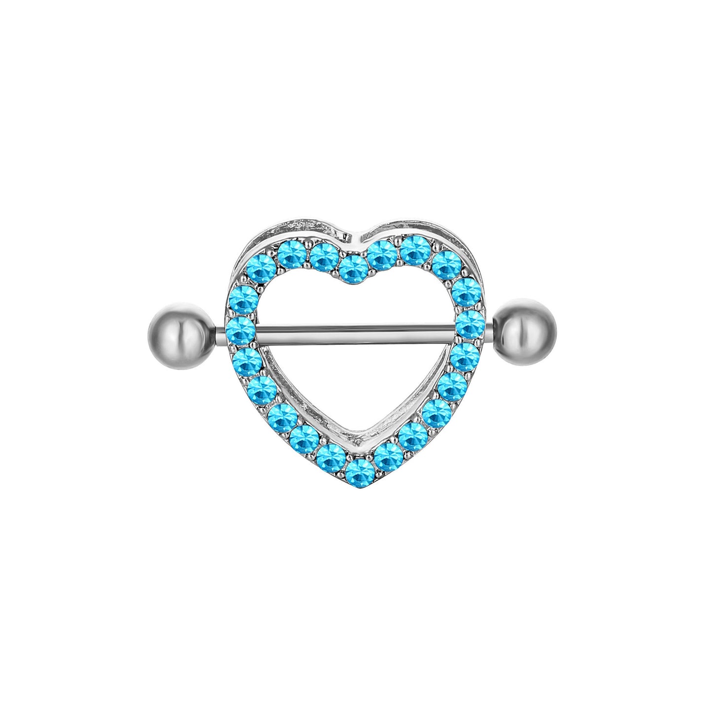 Stainless Steel Heart Inlay Rhinestone Nipple Ring Jewelry