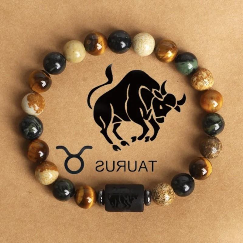 Casual Constellation Natural Stone Beaded Bracelets with Tiger Eye and Picture Stone