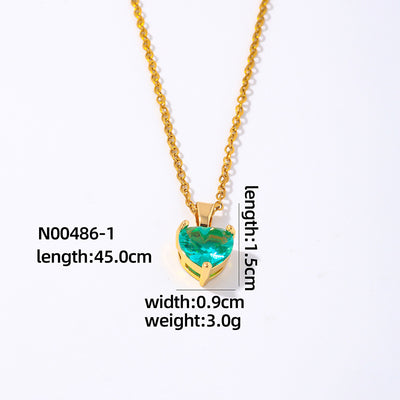 Elegant Heart Shape Gold Plated Zircon Pendant Necklace