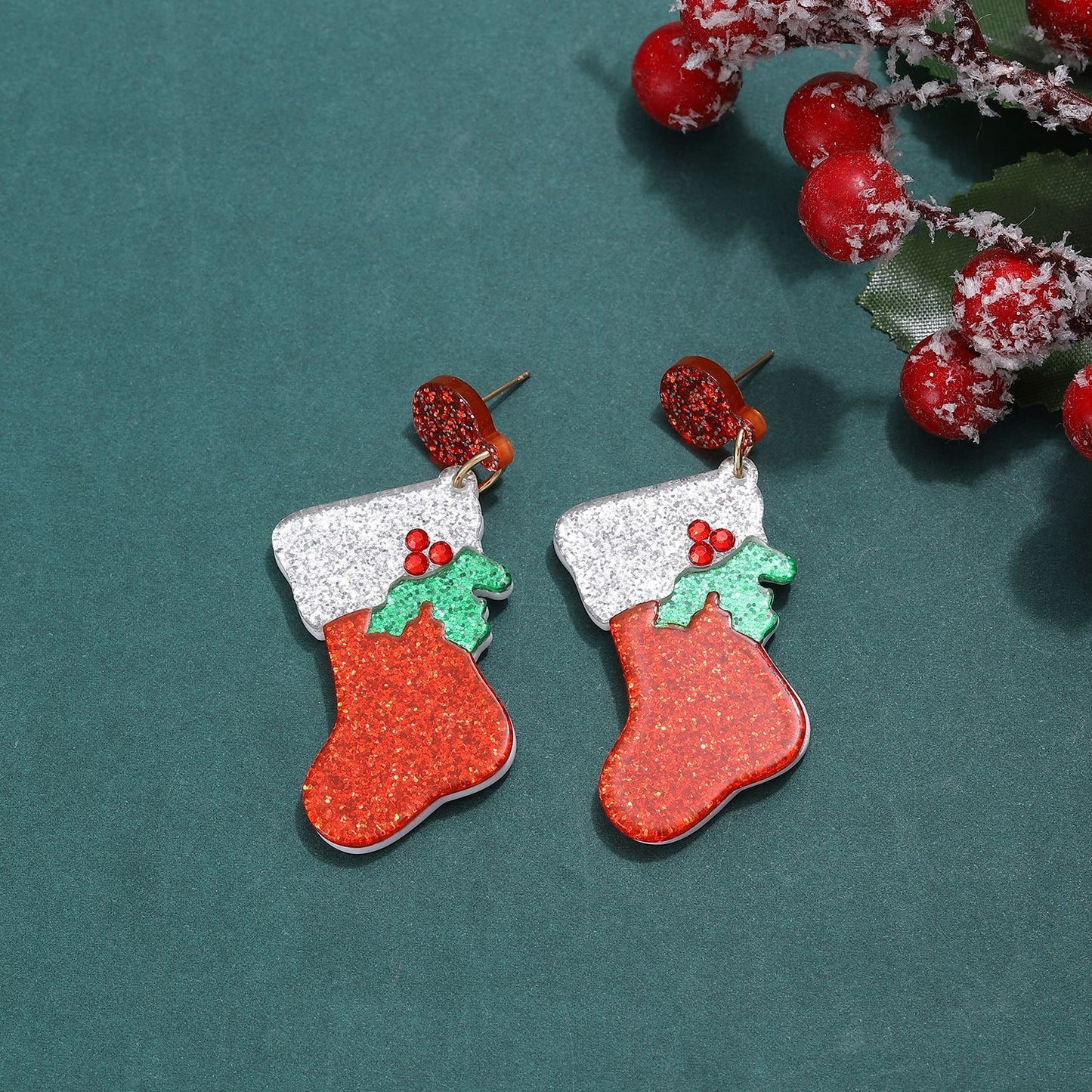 Fashion Christmas Tree Alloy Enamel Inlay Artificial Gemstones Women'S Drop Earrings 1 Pair