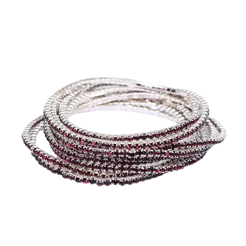 Geometric Zircon Rhinestone Stretch Bracelet Set for Women