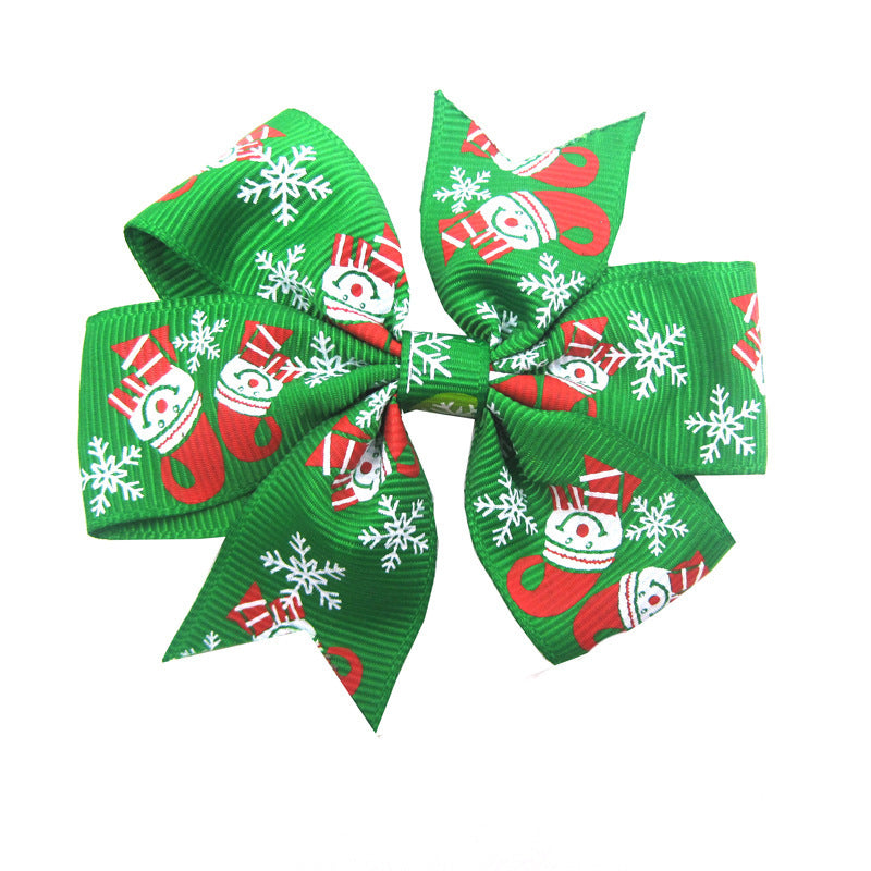 Fashion Snowman Snowflake Christmas Bow Hair Clip for Kids