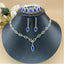 Royal Blue Rhinestone Horse Eye Earrings and Necklace Set