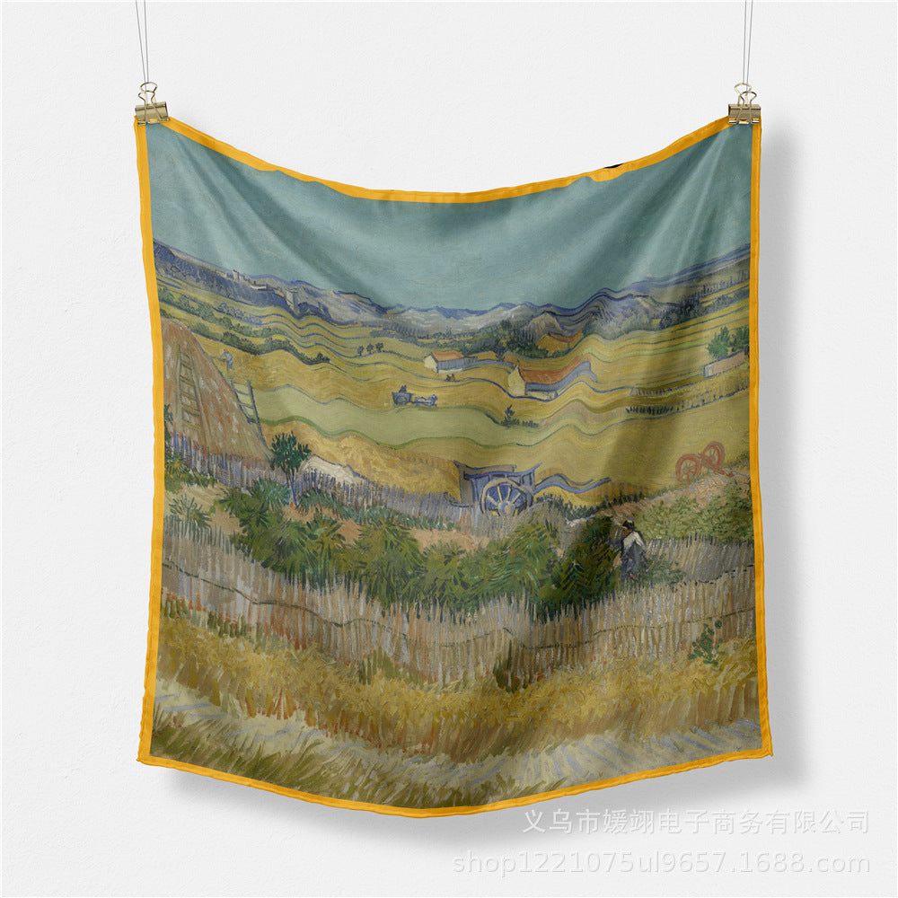 Van Gogh Sunflower Twill Silk Square Scarf