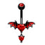 Heart Shape Rhinestone Belly and Nipple Rings with Bat Design Stainless Steel Piercing Jewelry