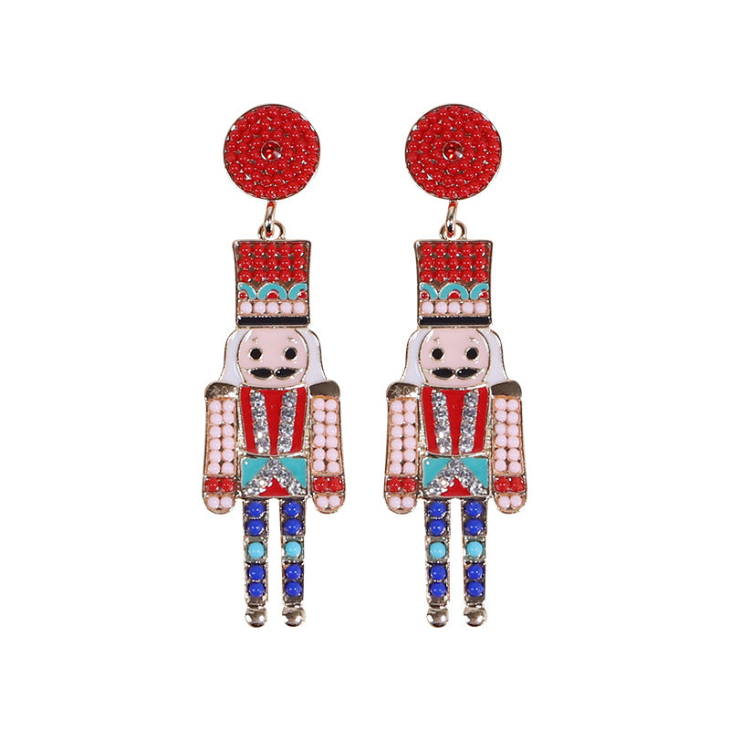 1 Pair Simple Style Classic Style Cartoon Character Christmas Tree Inlay Alloy Rhinestones Drop Earrings