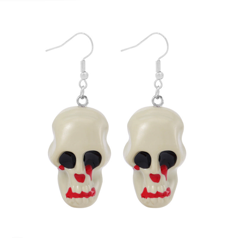 1 Pair Punk Skull Handmade Resin Drop Earrings