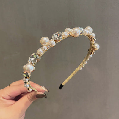 New Fashion Rhinestone Pearl Alloy Headband - Vintage Korean Style Hair Accessory