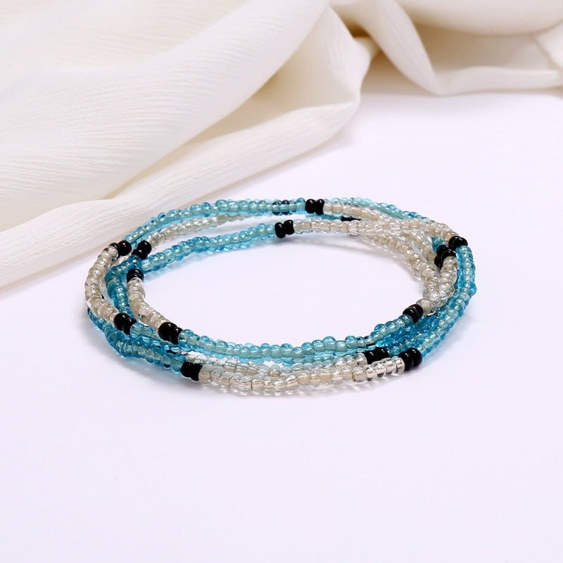 Wholesale Multi-Layer Geometric Seed Bead Plated Waist Chain