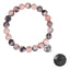 Simple Heart Agate Beaded Women's Bracelet with 100 Languages 'I Love You' Projection Pendant