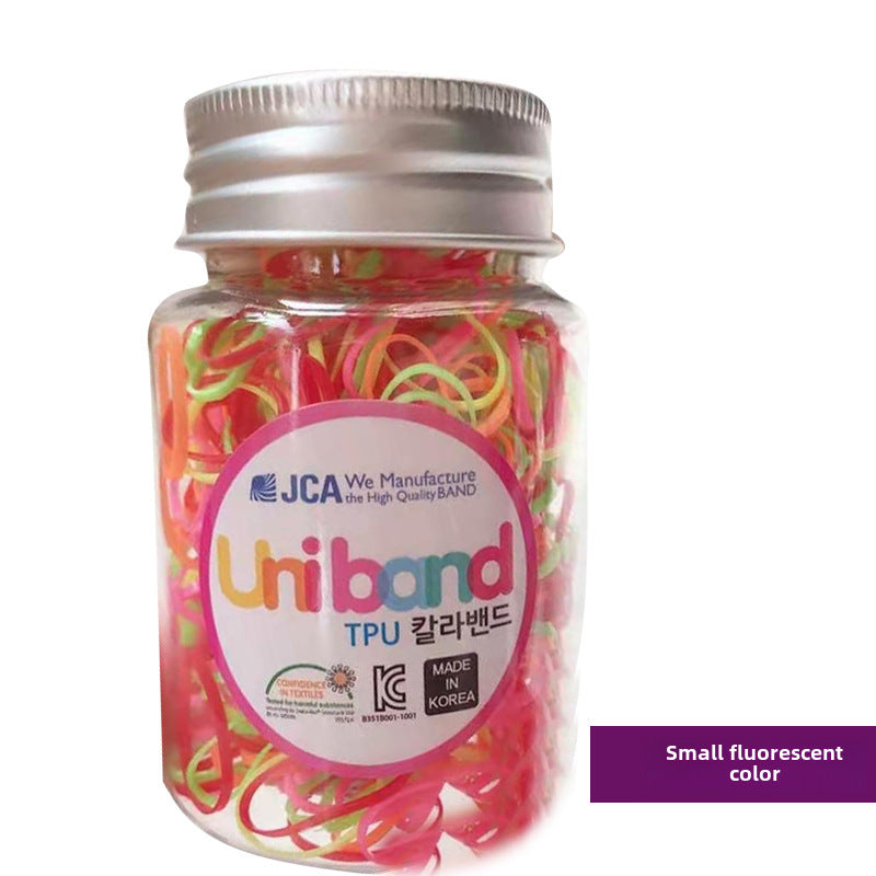 Korean Style Girls' Hair Accessories Set - Uniband Rubber and Leather Bands in Canned Packaging