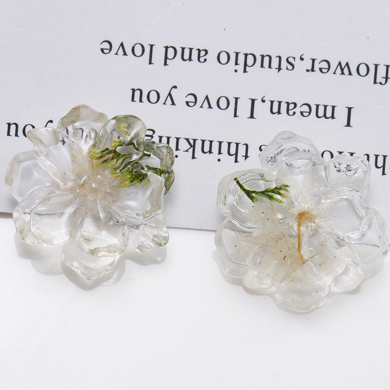 Dried Flower Resin DIY Accessories - 25x25mm Transparent Chrysanthemum Embellishments