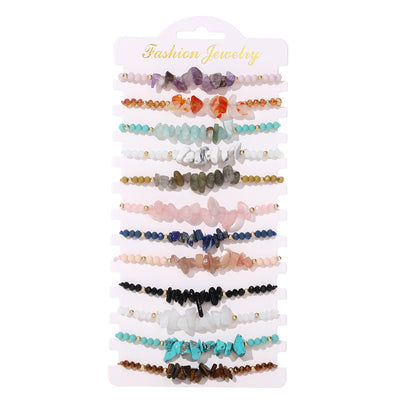 Casual Multicolor Natural Stone Irregular Beaded Adjustable Knitting Bracelet