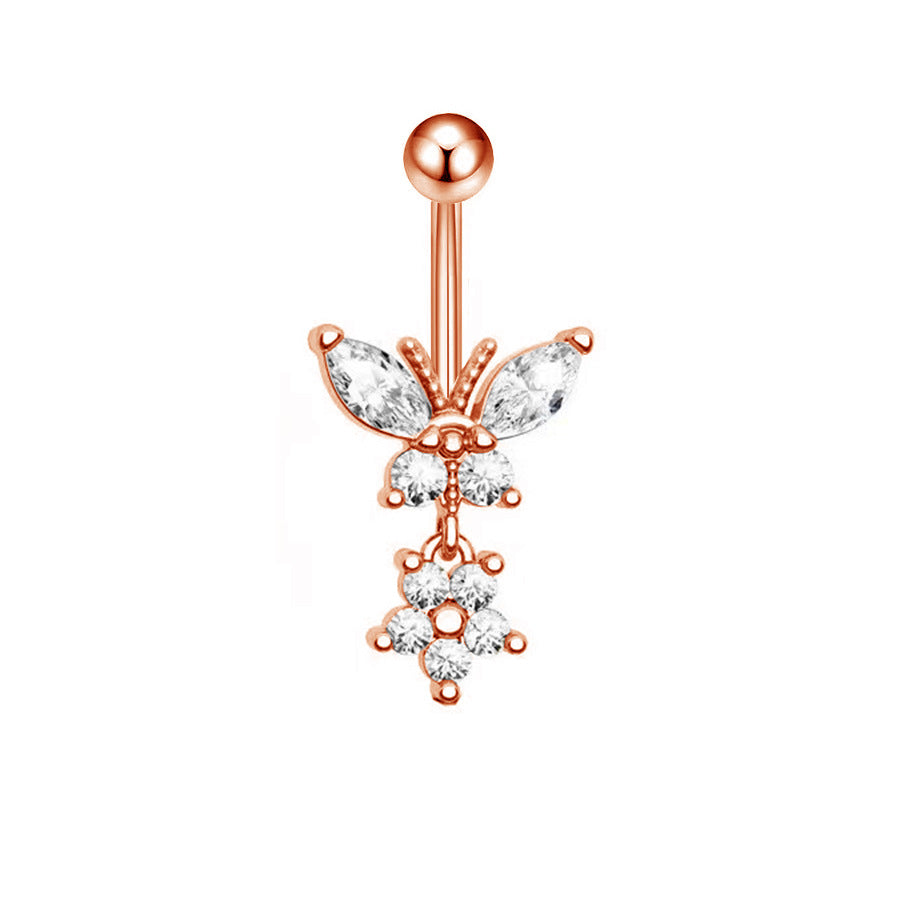 1 Piece Belly Rings Fashion Star Butterfly 304 Stainless Steel Copper Inlay Zircon