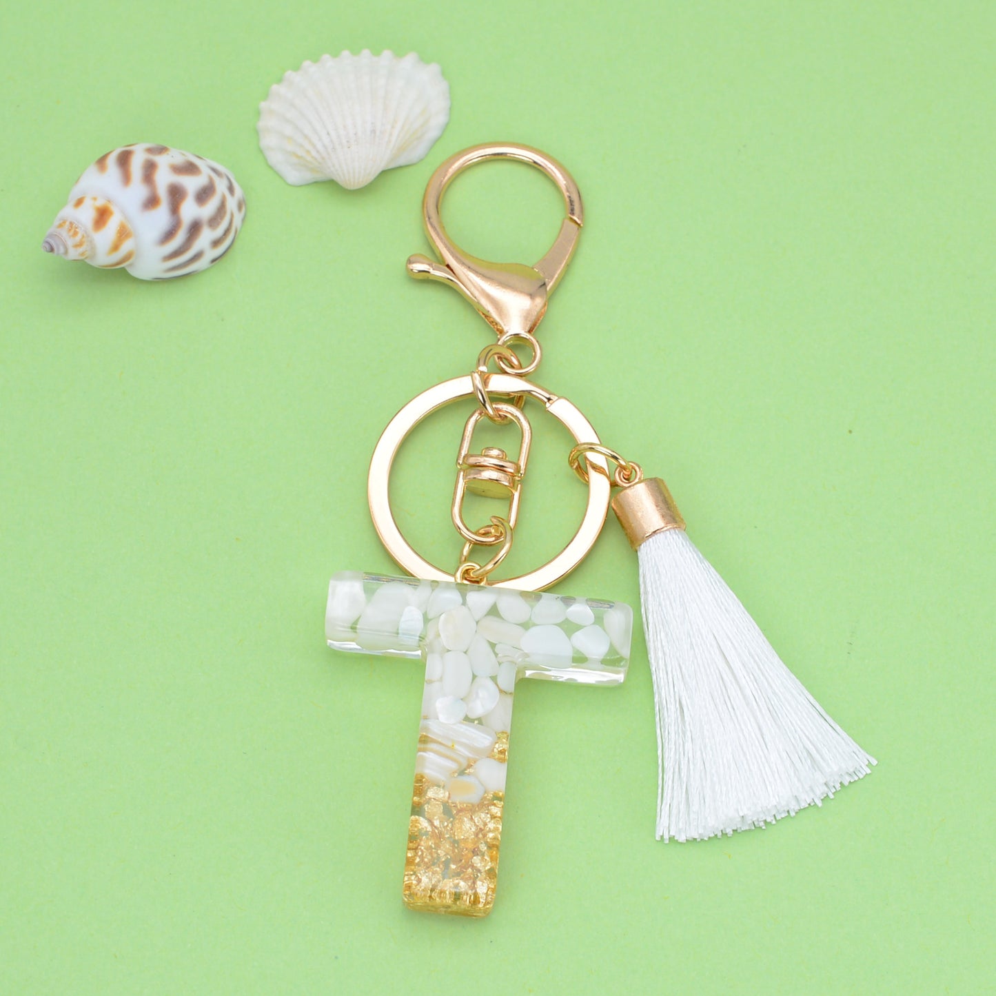 Fashion Letter Tassel Alloy Epoxy Crystal Keychain Pendant