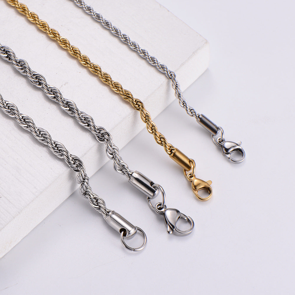 Fashion Geometric Stainless Steel Twist Chain Necklace Wholesale