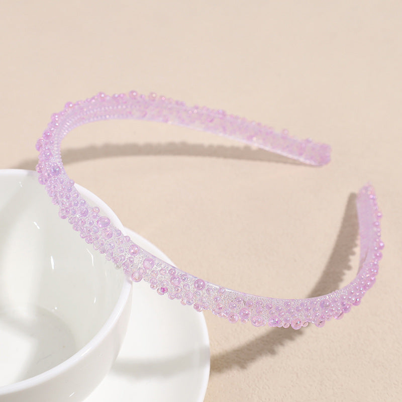 Simple Classic Solid Color Resin Inlay Jelly Rhinestone Hairband