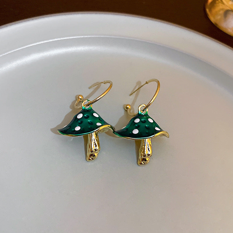 Creative Colorful Mushroom Drip Earrings - Unique Design Studs for Women