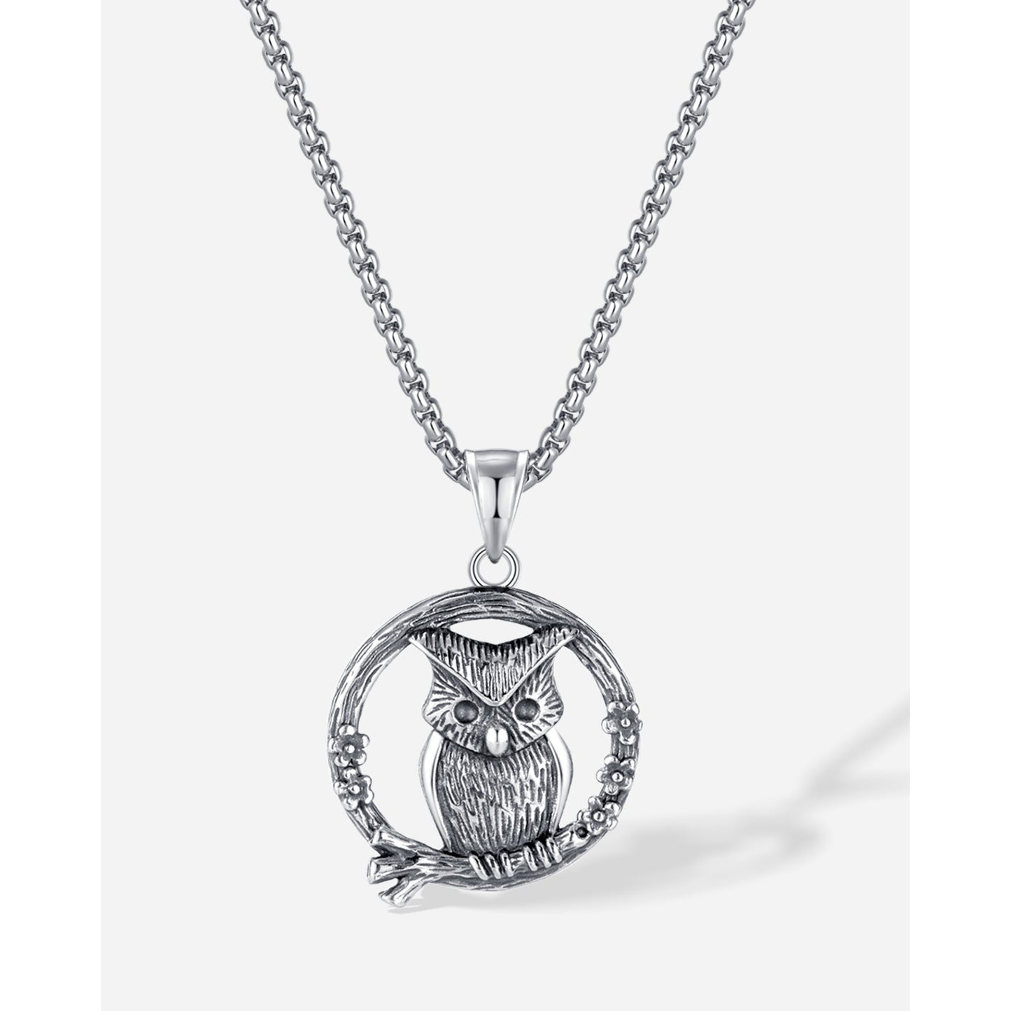 Hip-Hop Vintage Owl Stainless Steel Men's Pendant Necklace