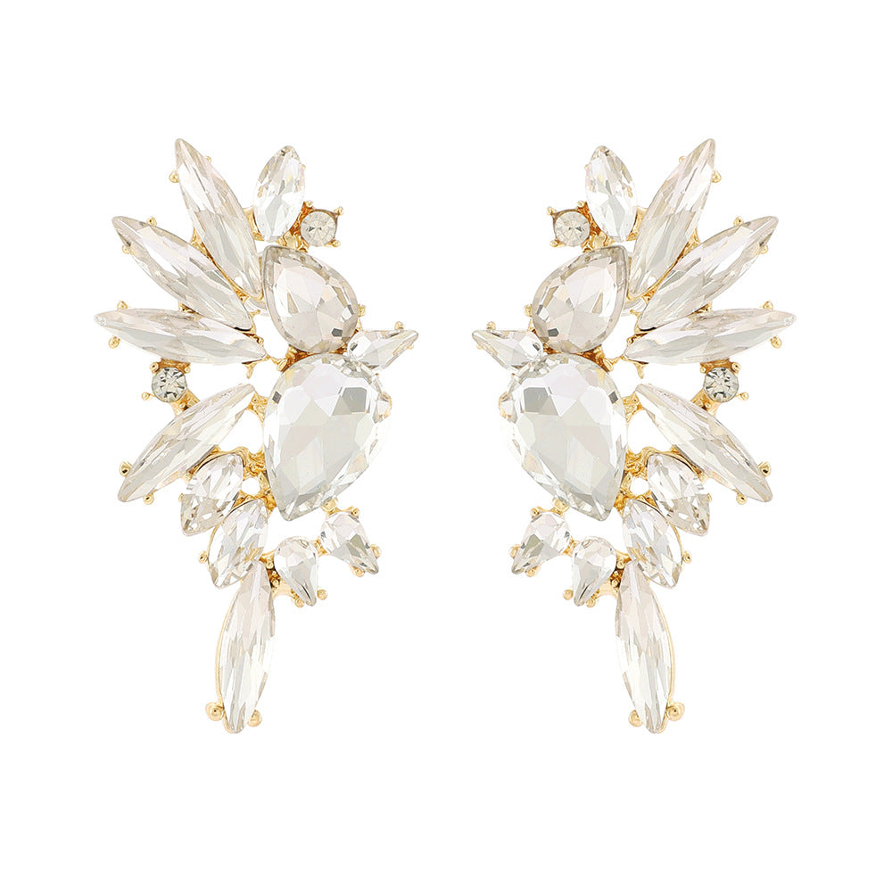 Retro Luxurious Rhinestone Wing Stud Earrings