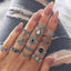 Bohemian Retro Punk Elephant Opal Crystal Midi Knuckle Ring Set for Women