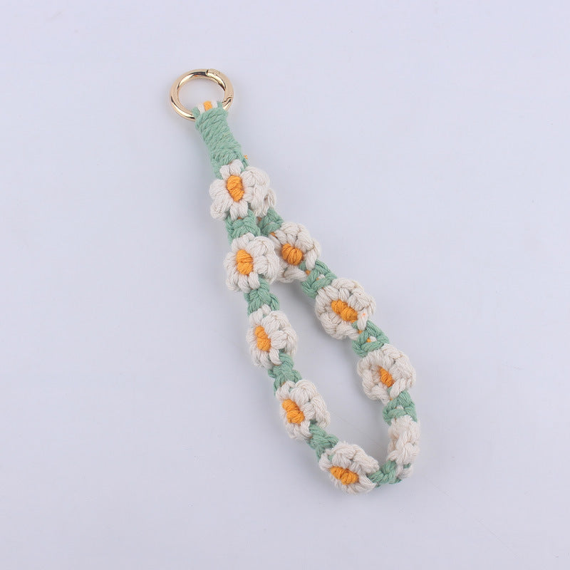 Vintage Daisy Pattern Cotton Keychain for Women