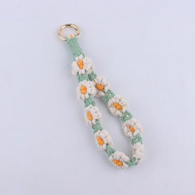 Vintage Daisy Pattern Cotton Keychain for Women