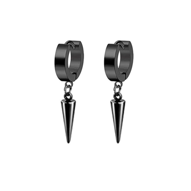 Simple Star Skull Stainless Steel Spike Hoop Earrings