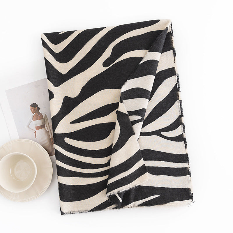 Women's Elegant Zebra Striped Polyester Scarf Shawl