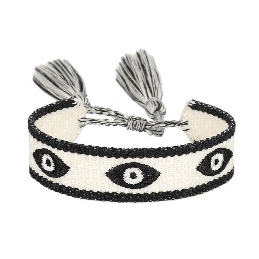 Simple Style Evil Eye Embroidery Tassel Women's Drawstring Bracelet