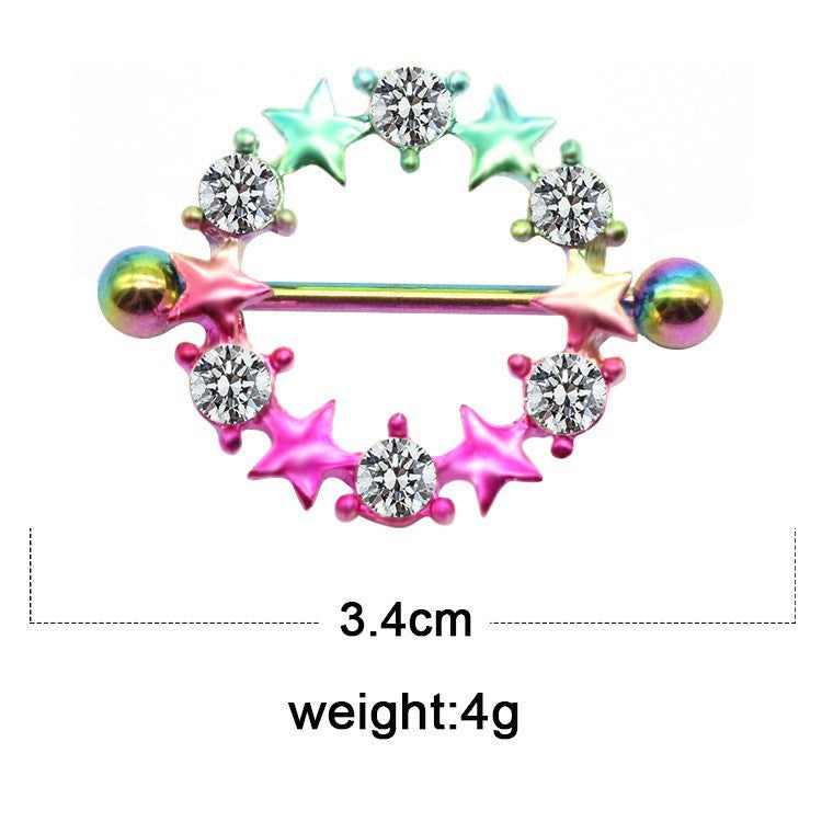 Exaggerated Punk Heart Shape Zircon Rhinestone Chest Ring Jewelry