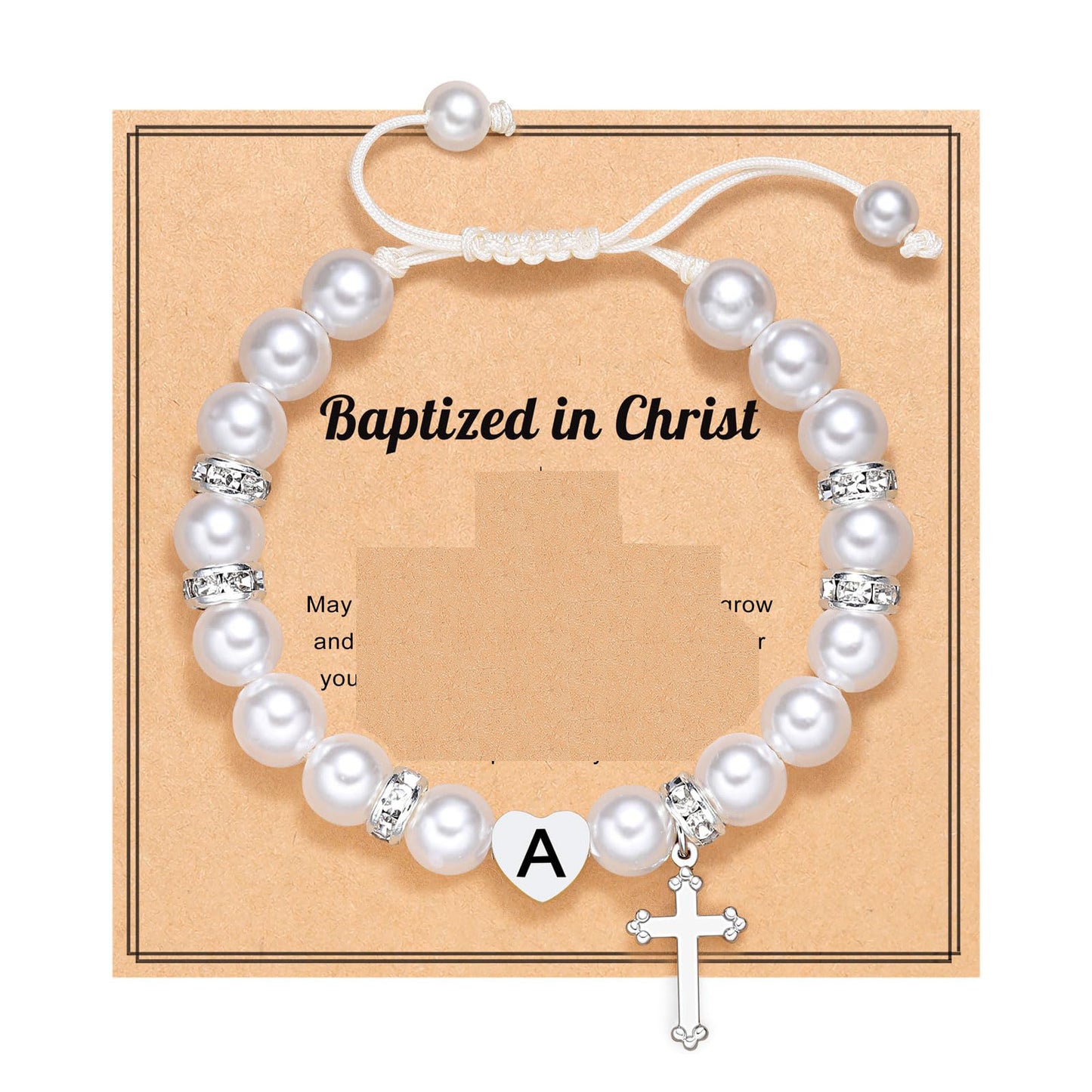 Casual Cross Heart Rhinestone Faux Pearl Rope Bracelet