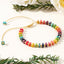 Minimalist Color Block Semi-Precious Stone Bracelet with Vintage Gold Beads