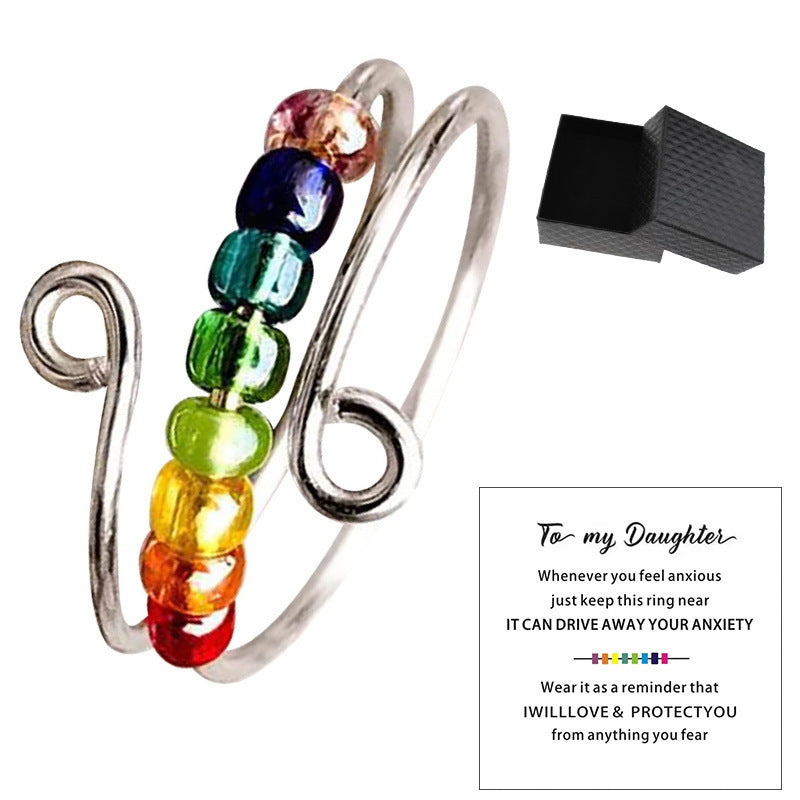 Colorful Beaded Open Ring - Anxiety Relief Spinner Design