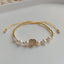 Fashion Moon Heart Pearl Copper Knitting Bracelet with Natural Pearl Beads and Gold-Plated Accents