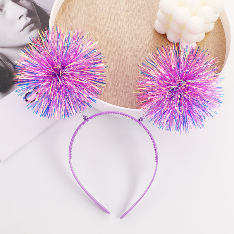 Unisex Colorful Pom Pom Hair Band for Parties and Halloween