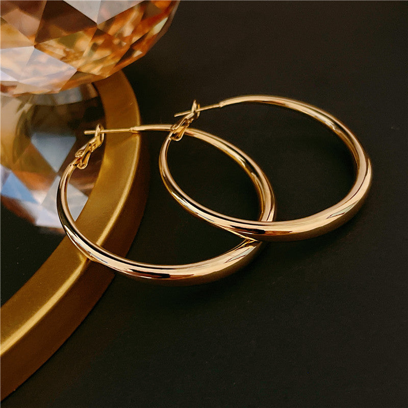 1 Pair Minimalist Geometric Copper Hoop Earrings